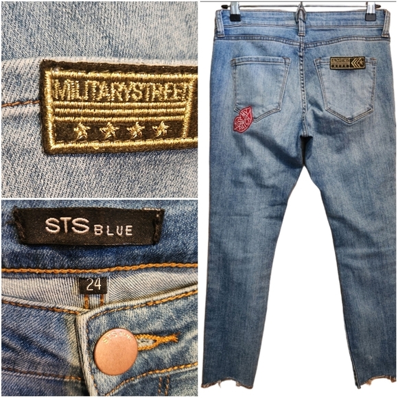 STS BLUE TOMBOY SKINNY SLOUCH PATCH JEAN SIZE 24 LIKE NEW! - Picture 6 of 13